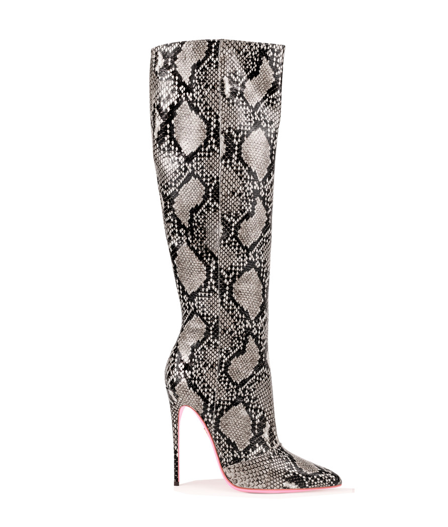 Spica 120 White Python · Charlotte Luxury High Heels Boots · Ada de Angela Shoes · High Heels Boots · Luxury Boots · Knee High Boots · Stiletto · Leather Boots
