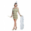 20's Champagne Flapper Dress with Sequin Trim and Headpiece