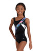 Asymmetrical Gymnastic Flowers & Mesh Leotard w/ Matching Hair Accessory