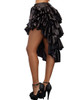 Black Satin Ruffled Asymmetrical Skirt