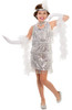 20's Dazzling Flapper Girl's Dress w/ Feather Headpiece