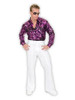 70's Purple Flame Hologram Men's Disco Shirt