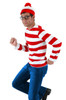 Adult Where's Waldo Costume Shirt, Hat & Glasses