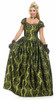 Victorian Princess Ladies Green Flocked Dress