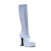 ChaCha Platform Zip Up Knee High Boots w/ 5" Heel - White