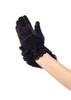 Lace Trimmed Little Girl's Black Satin Gloves