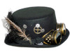 Steampunk Hat w/Gears, Feathers & Antique Brass Finish Goggles