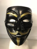 Black Fawkes Mask A Full Face Black & Gold V for Vendetta Mask