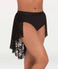 Nylon/Spandex

Lace drape has a tiered double layer cascading back with a solid matching wide covered elastic waistband.