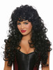 Long Curly Black Wig with Bangs