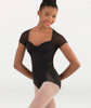 Body Wrappers Mesh Cap Sleeve Sweetheart Leotard