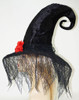 Black Victorian Witch Hat w/ Veil & Roses