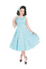 Caprice Day Dress Ladies Blue With Black Polka Dot 50s 