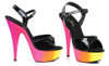 Neon Rainbow Platform Ankle Strap High Heels Black Light Sensitive