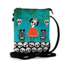 Orange Dress Skeleton Girl With Cats Crossbody Bag In Vinyl Material