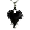 Black Heart with Roses and Thorns Necklace