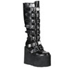 Black Vegan Leather 5 1/2" (14cm) Wedge Platform Goth Punk Gogo Knee Boot