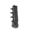 Warlock-50-B Black Vegan Leather 1 1/2" Block Heel Pointed Toe Ankle Boot