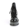 Demonia Slacker-88 2" PF Lace-Up Ankle Boot Black Vegan Leather