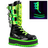 Demonia Slacker UV Neon Mid Calf Ankle Boot -156 2" PF Metal Slide