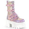 Demonia Ashes Midcalf Boot 3 1/2" B. Pink Lavender Holographic
