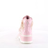 Demonia Slacker-50 2" PF Lace-Up Ankle Boot B. Pink Glitter