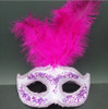 Masquerade Pink Feathered Mask w/Sequins