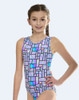 Open Back Geometric Girls Gymnastics Leotard #548