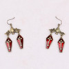 Bat Earrings with 2 Red Caskets Coffin Hanging