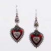 Rose Thorn Red Heart Stone Earrings