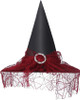 Witch Hat with Red Lace Trim