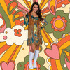 Dreamer: 60s Mini Hippie Dress With Fringe Vest Womens Costume