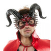 Black & Red Ram Horns Mask