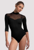 Embroidered 3/4 Sleeve Leotard Zip Back