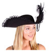 Black Lace Pirate Hat with Feathers