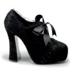 Demon Blk Satin-Lace,5 Heel, 1 1/2" PF