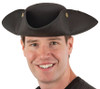 Deluxe Felt Black Tricorne Hat w/Snaps