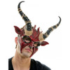 Bring the fire to any costume with this Red Twisted Horn Demon Mask.
