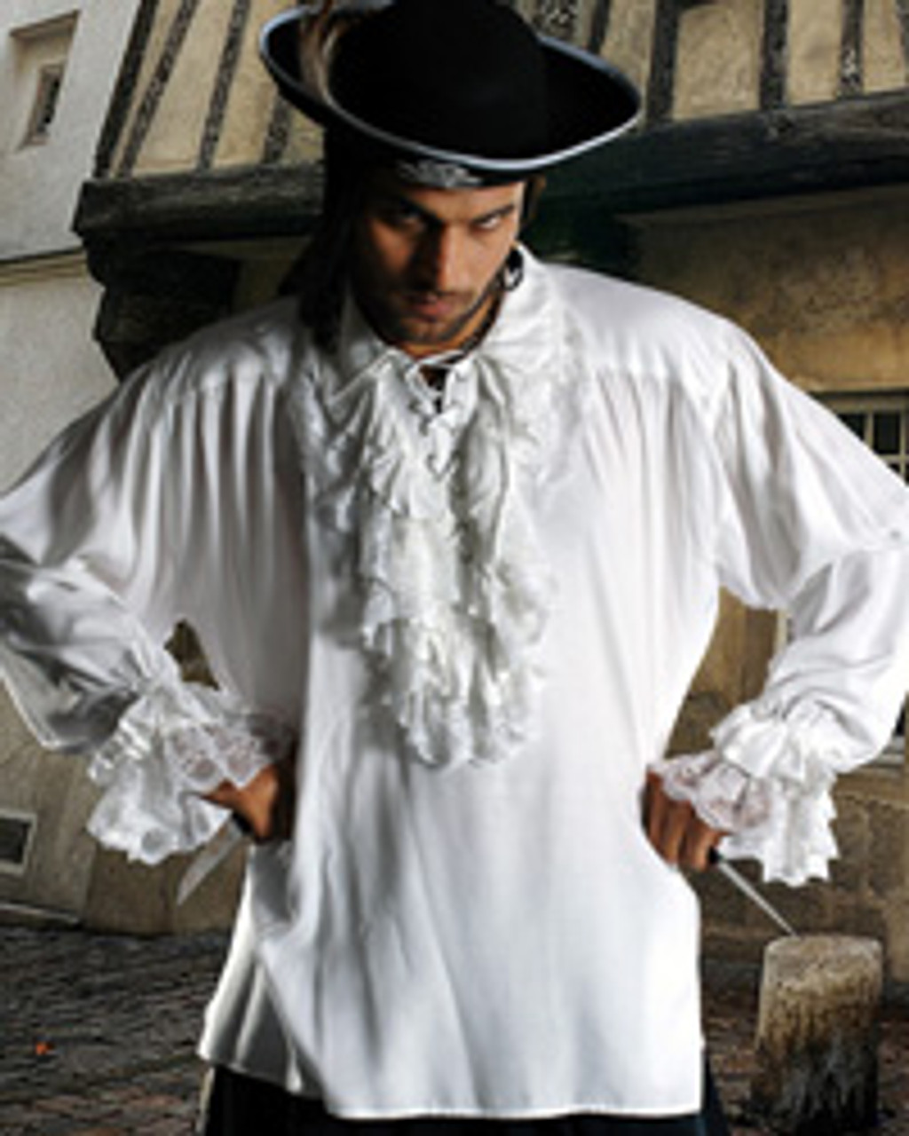 Men's White Lace Ruffle Pirate Shirt