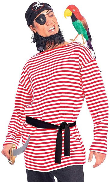 Pirate Matey Shirt Adult Red White Striped