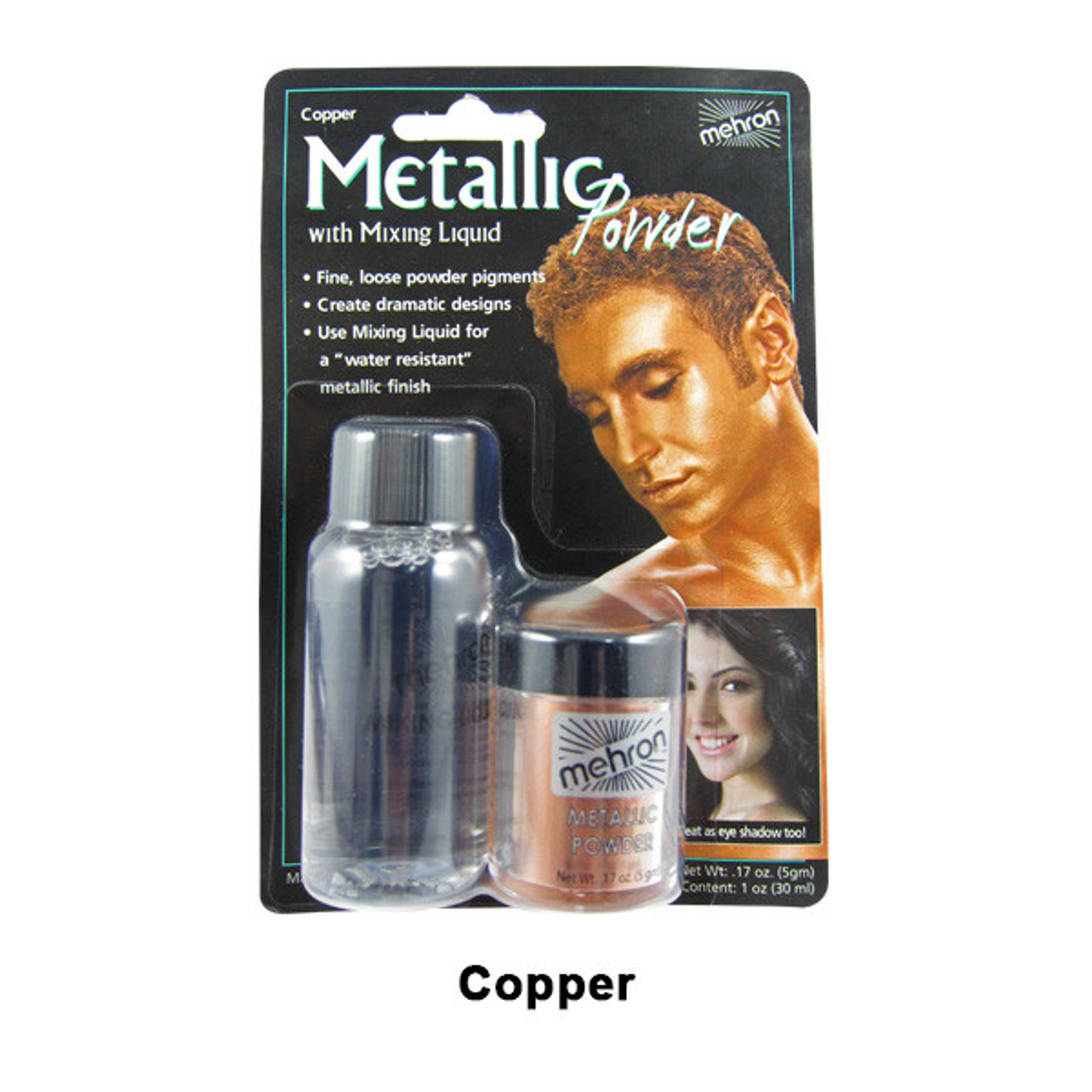 Mehron Metallic Bronze Makeup Powder with Mixing Liquid