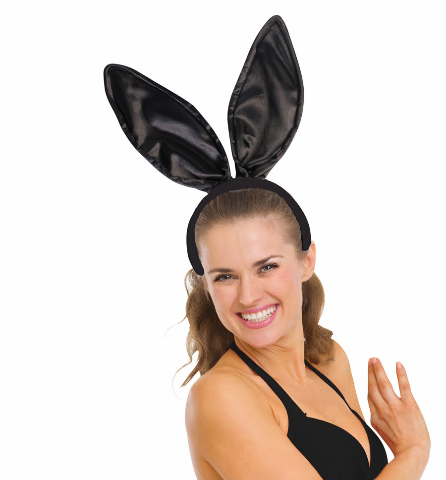 Satin Deluxe Bunny Ears Black Imaginations Costume & Dance