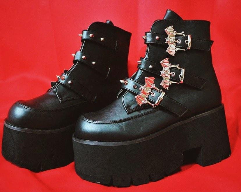 Demonia Ashes Black Vegan Leather 3 1/2