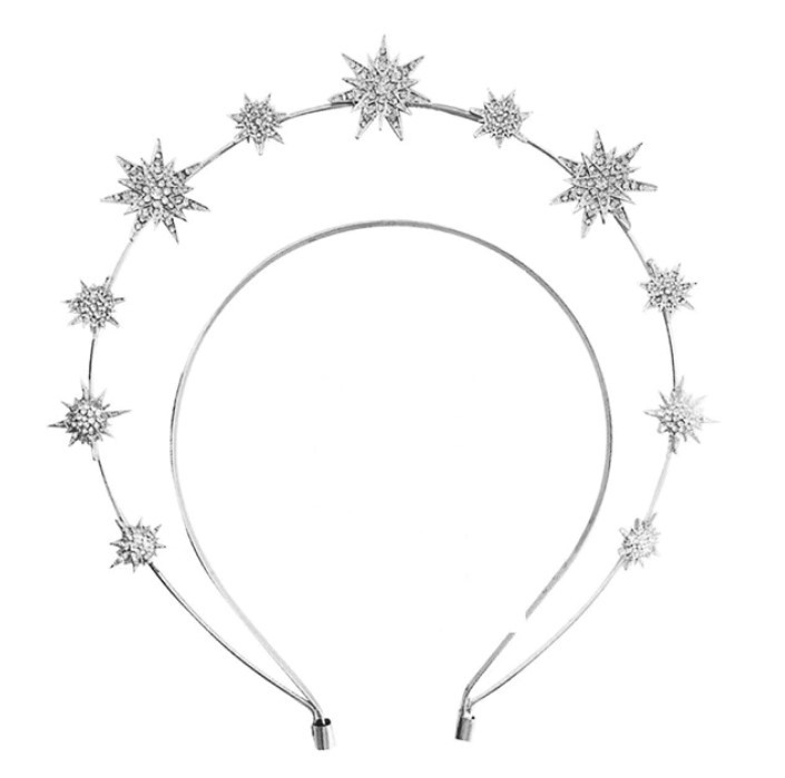 Silver Crystal Starburst Halo Headband Starburst Metal Headband: Gold or Silver Star Crown - Etsy main image 3