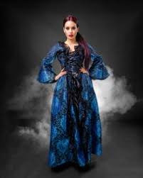 Renaissance Dress Blue Black Jacquard