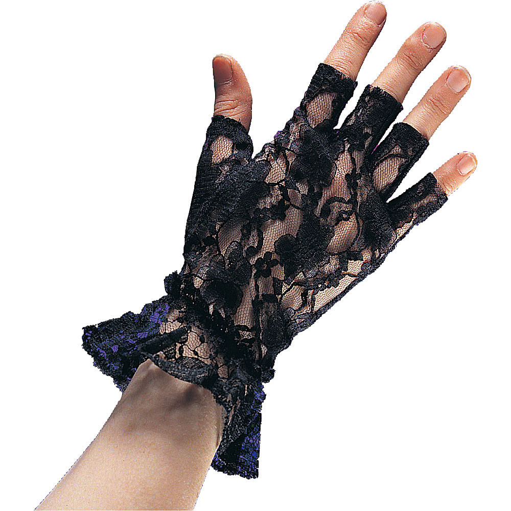 Fingerless Gloves Lace Black 62152