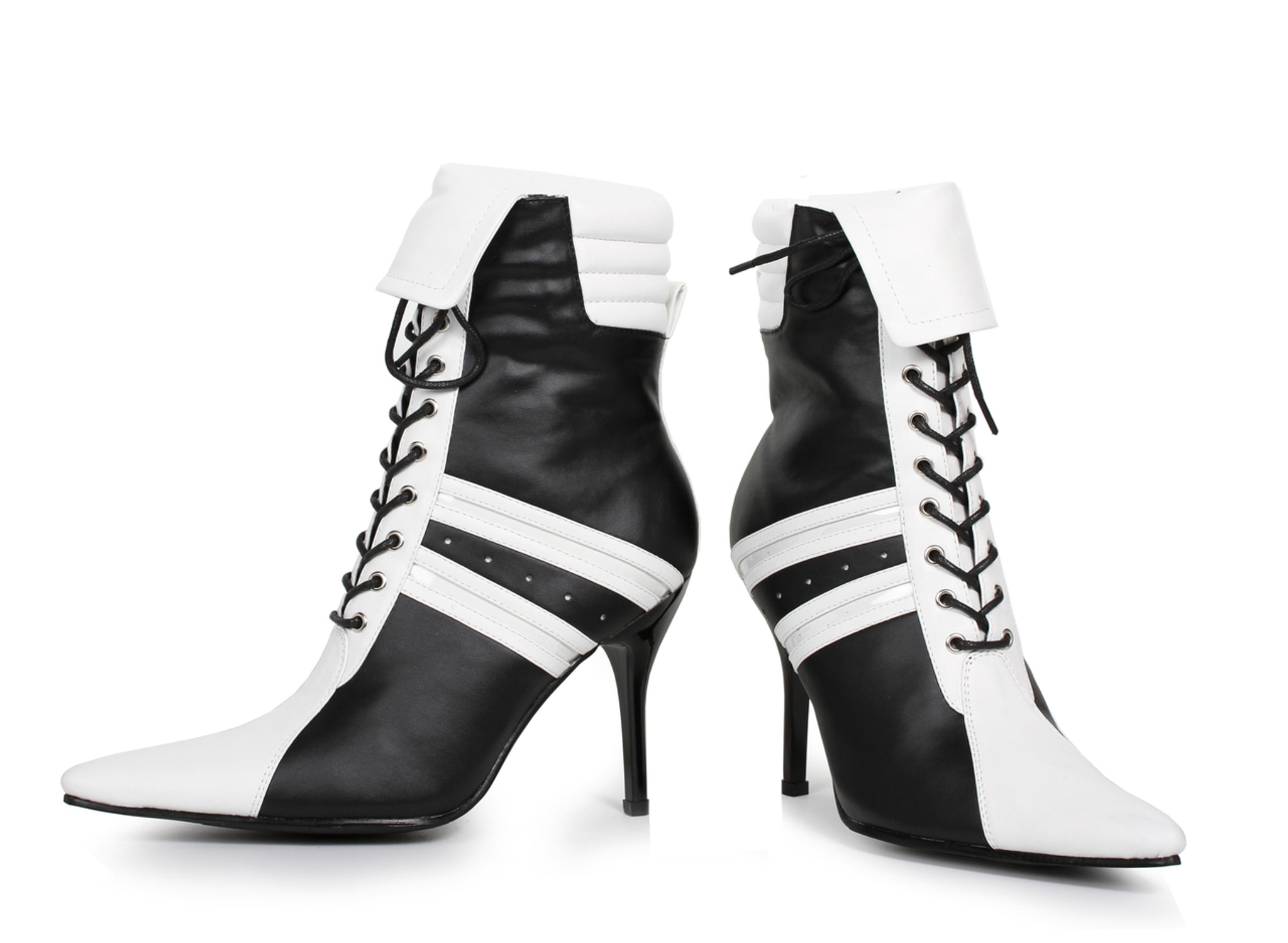 Black \u0026 White Canvas Referee High Heel 