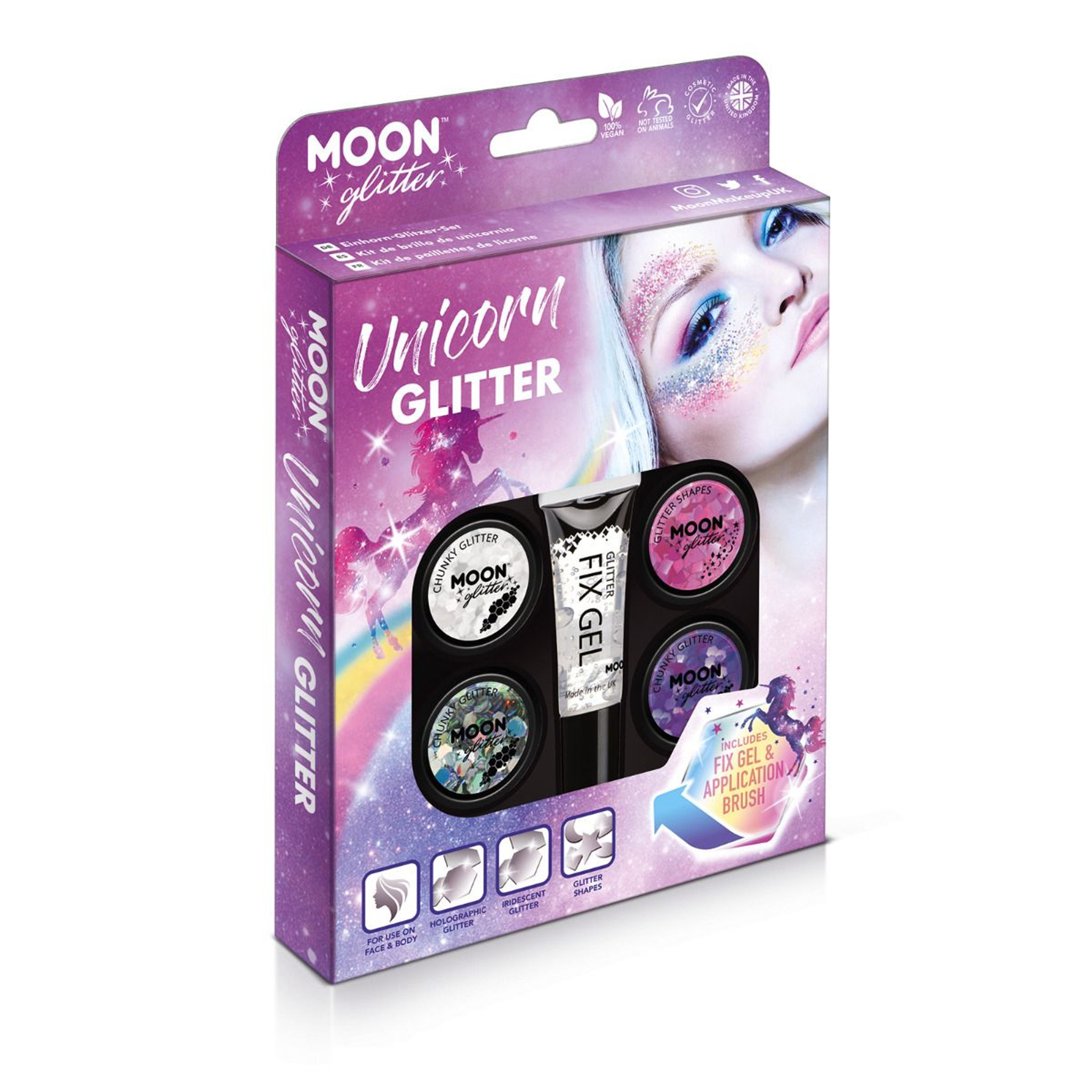 Moon Glow Unicorn Glitter Box Set Glitter Glue Applicator