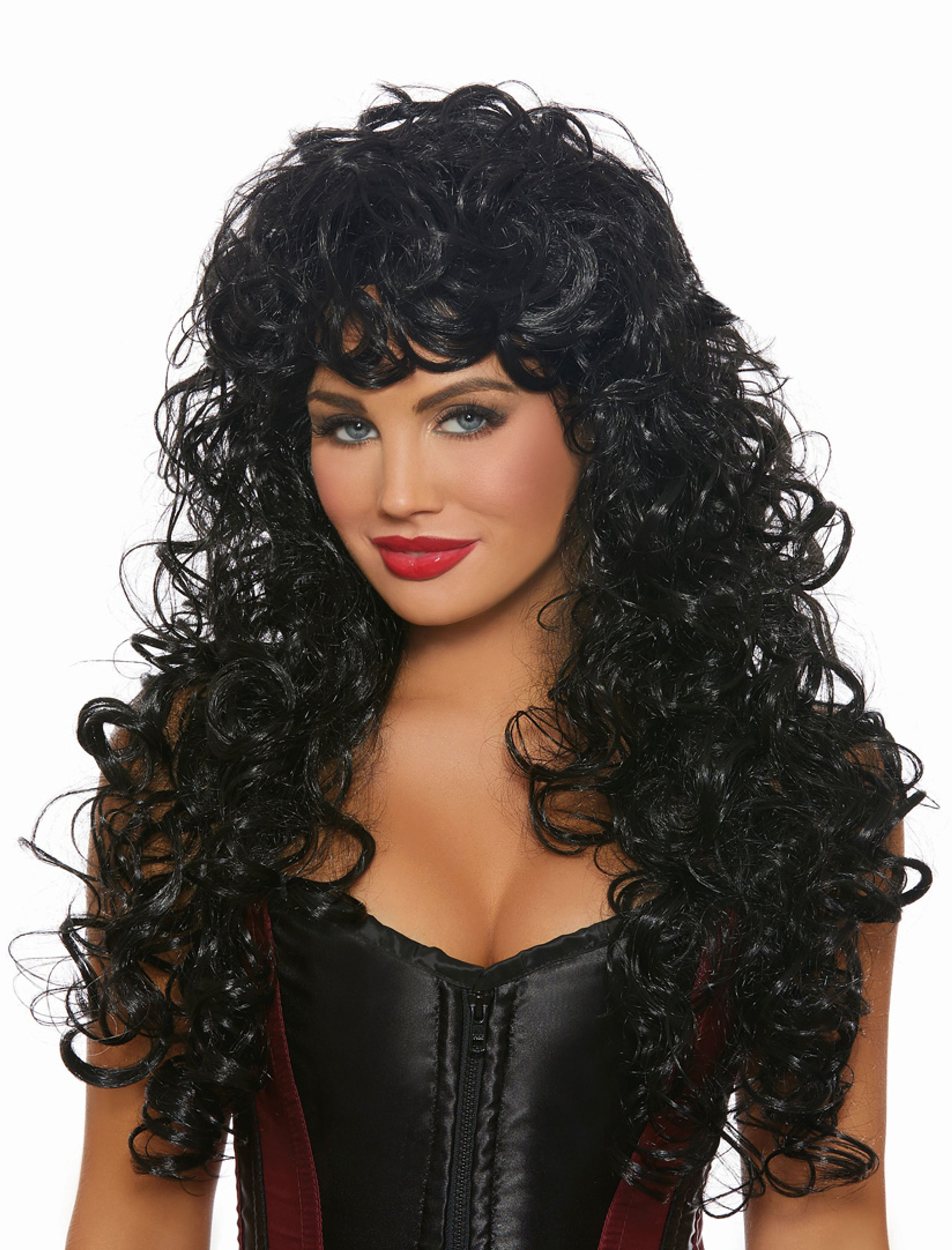 Long Curly Black Wig With Bangs Imaginations Costume And Dance 