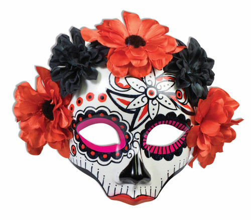 /day-of-the-dead-mask-black-red-flower-mardi-gras/